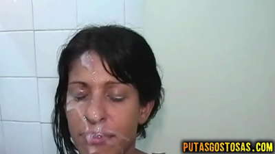 brunette ngora kungsi lisan jeung anal sex saméméh meunang cum dina beungeut nya